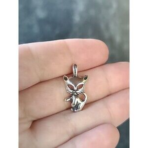925 Sterling Silver Cat Shaped Pendant Vintage